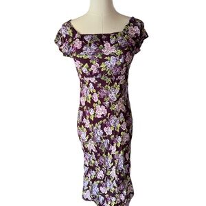Vintage Floral Purple Dress